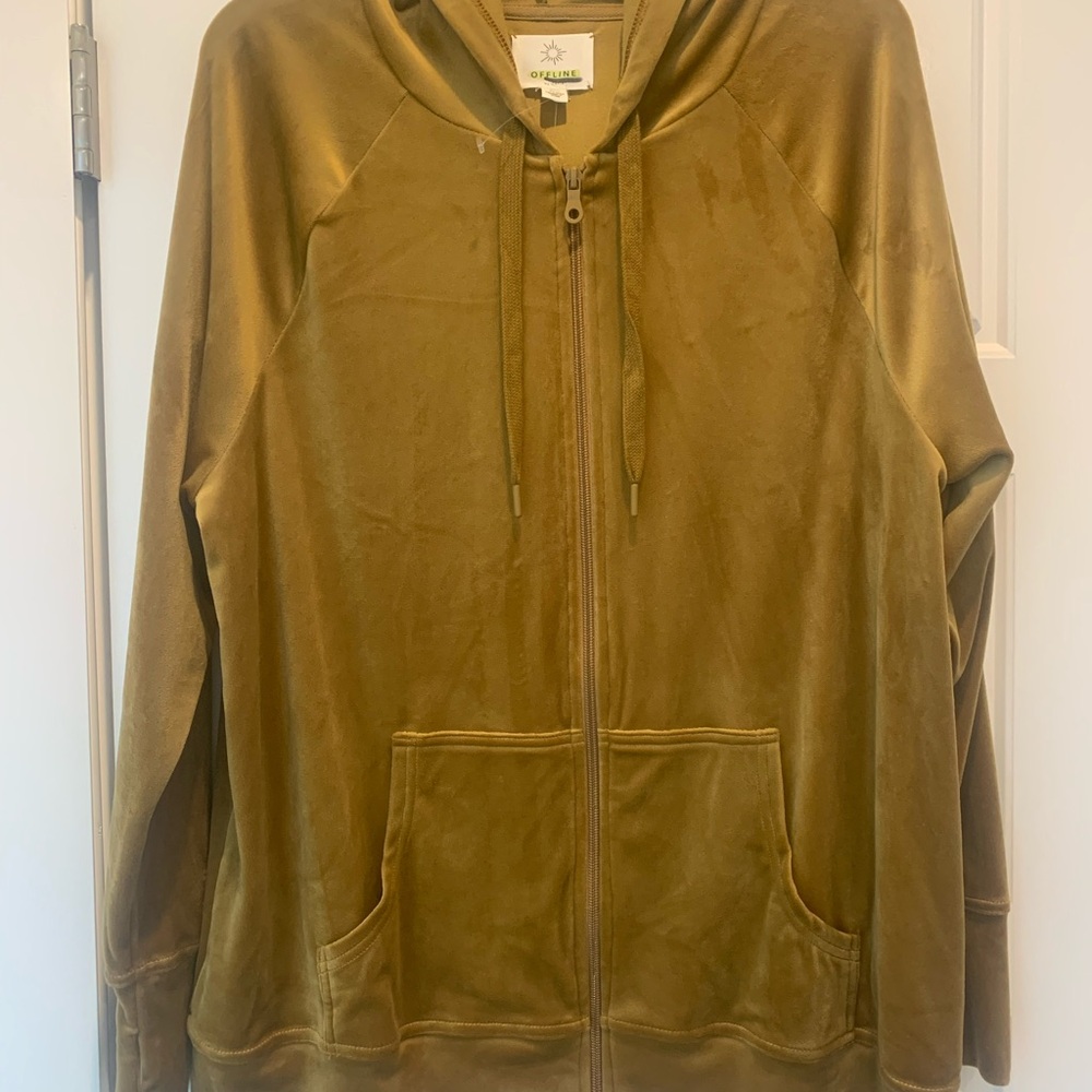 Offline By Aerie After Party Oversized gold velvet zip up jacket.NWOT size M